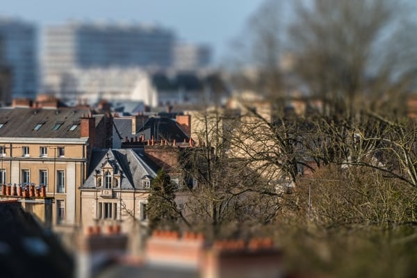 Rennes centre ville depuis l'espace Anne de Bretagne